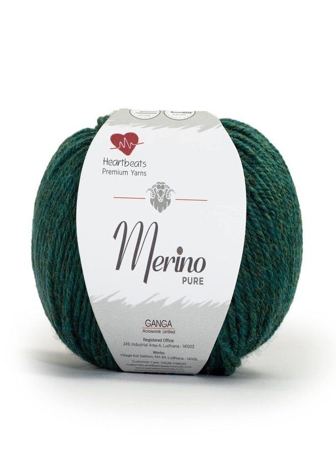 heartbeats Merino Pure is 100% Pure New Wool Mark Certified with Melange Effect, Oekotex Class 1 Certified Pack of 2 Balls - 50Gm Each, Shade No - Mnp3, Green - Image 1